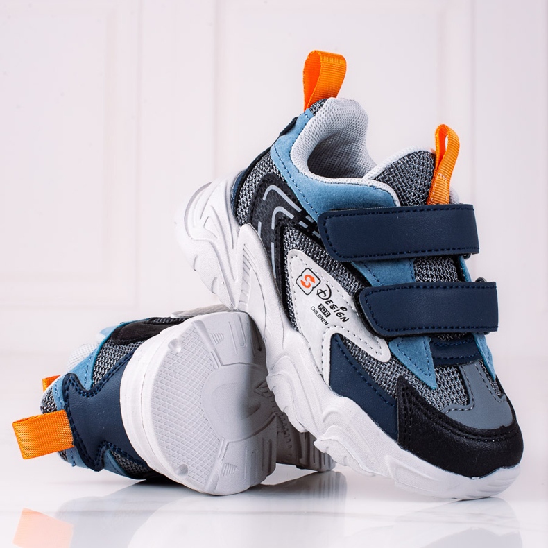 Tênis de menino Shelovet em uma sola grossa cinza azul 1