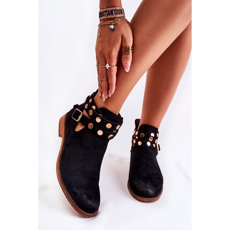 WS1 Botas femininas com jatos em salto plano Black Larino preto 2