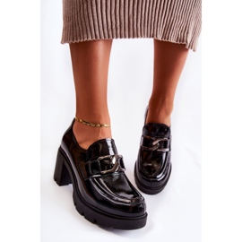 PL5 Sapatos elegantes em um pilar com um ornamento prateado Black Harmell preto 4