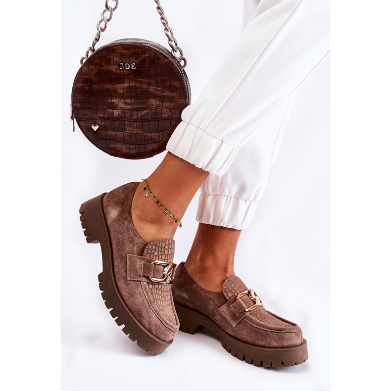 PL5 Mocassim de camurça da moda. Rayhan marrom claro bege 2