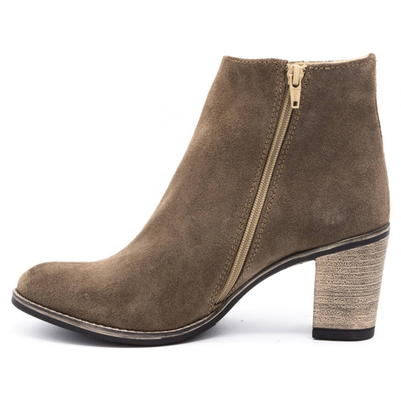 Olivier Botas de couro femininas isoladas com saltos altos marrom-terra 4