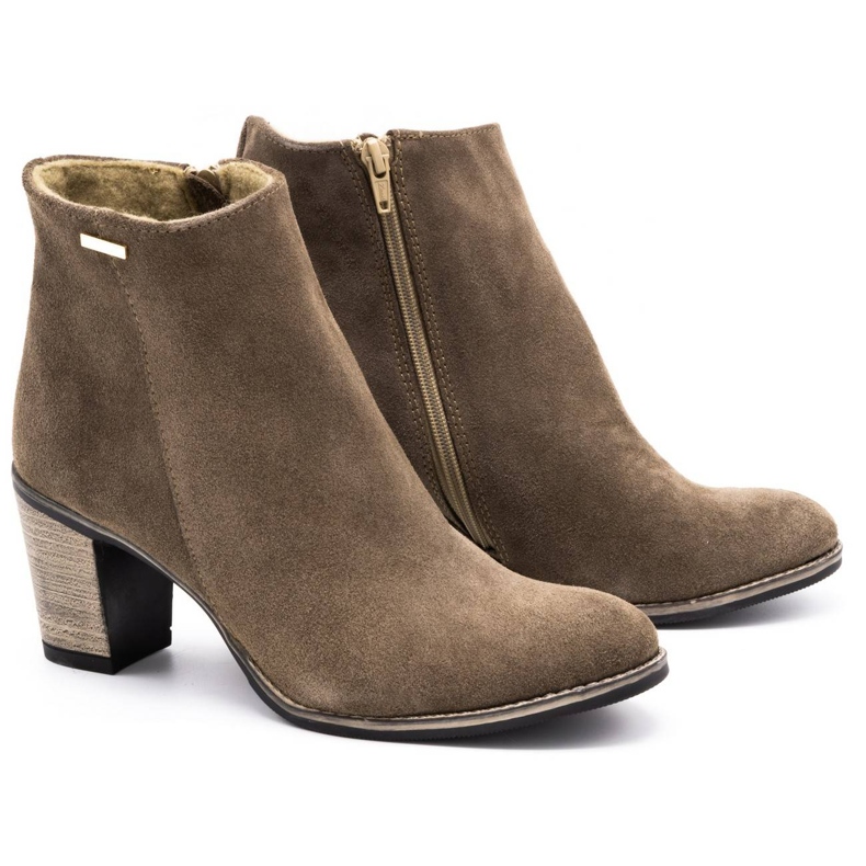 Olivier Botas de couro femininas isoladas com saltos altos marrom-terra castanho 5