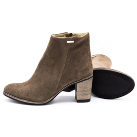 Olivier Botas de couro femininas isoladas com saltos altos marrom-terra 6