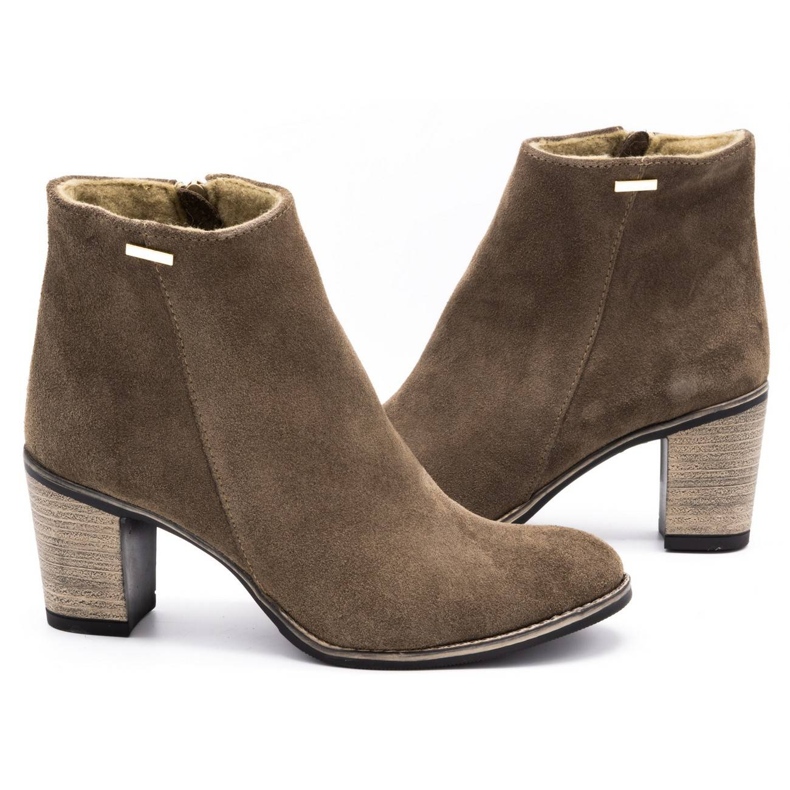 Olivier Botas de couro femininas isoladas com saltos altos marrom-terra castanho 8