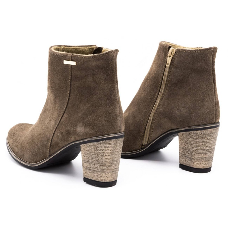 Olivier Botas de couro femininas isoladas com saltos altos marrom-terra castanho 9