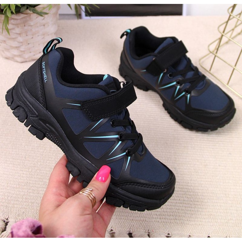 Tênis de trekking com velcro American Club Jr AM902B azul marinho 1