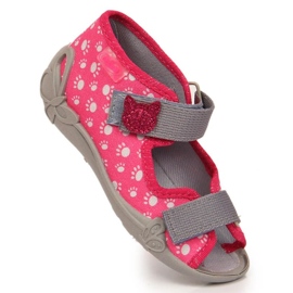 Chinelos de velcro com chinelo de gato em Befado Jr BEF9C rosa 1