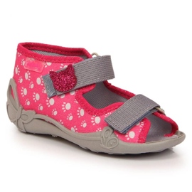 Chinelos de velcro com chinelo de gato em Befado Jr BEF9C rosa 2