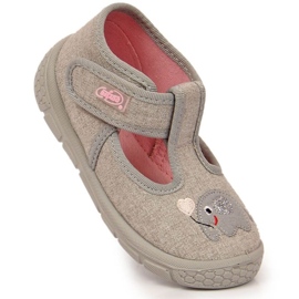 Chinelos de velcro com elefante Befado Jr BEF30D cinza 1
