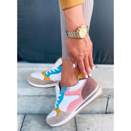 Tênis esportivo feminino Pokki Khaki branco cáqui rosa amarelo 1