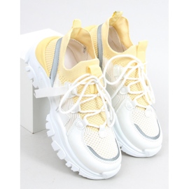 Tênis esportivo Aditi Yellow meia branco amarelo 2