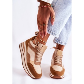 PS1 Tênis esportivo feminino de camurça marrom-bege Elisse castanho 1