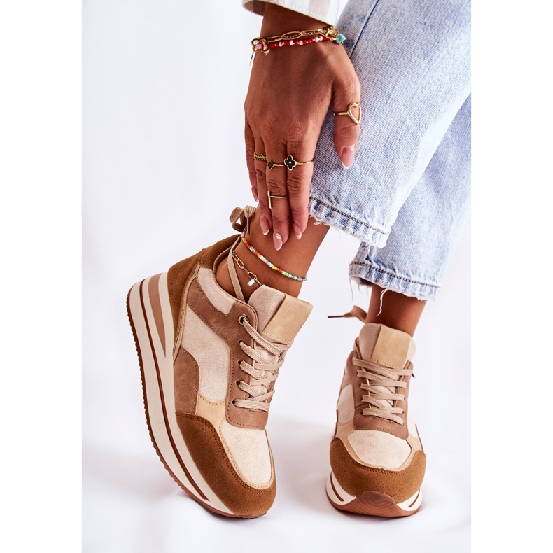 PS1 Tênis esportivo feminino de camurça marrom-bege Elisse castanho 1