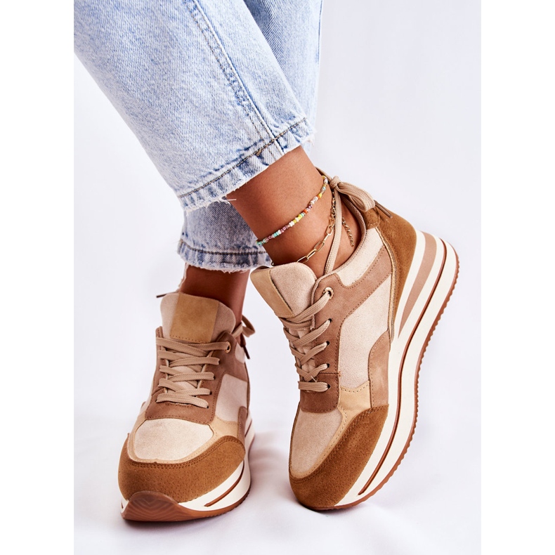 PS1 Tênis esportivo feminino de camurça marrom-bege Elisse 2