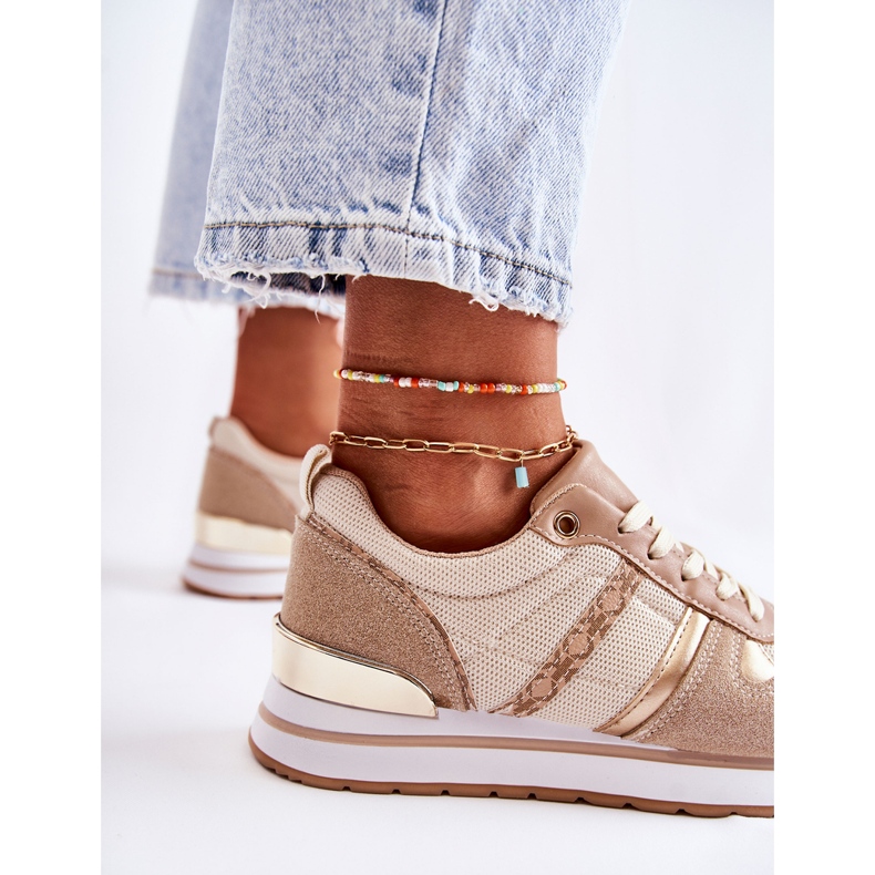 PG1 Tênis esportivo feminino clássico amarrado bege Elenes 2