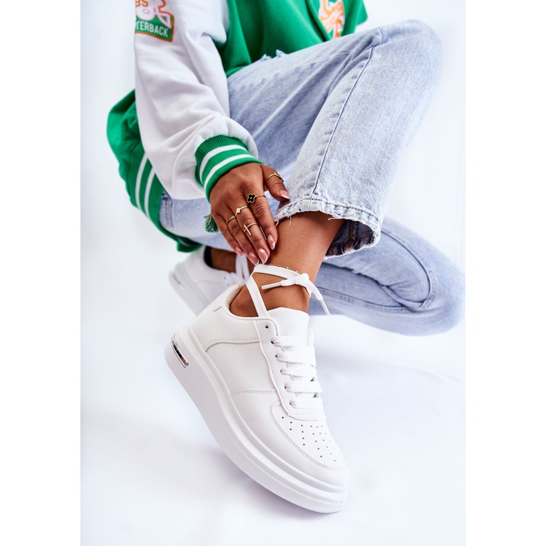 PG1 Tênis Esportivo Clássico de Couro Ecológico Branco Jennys 2