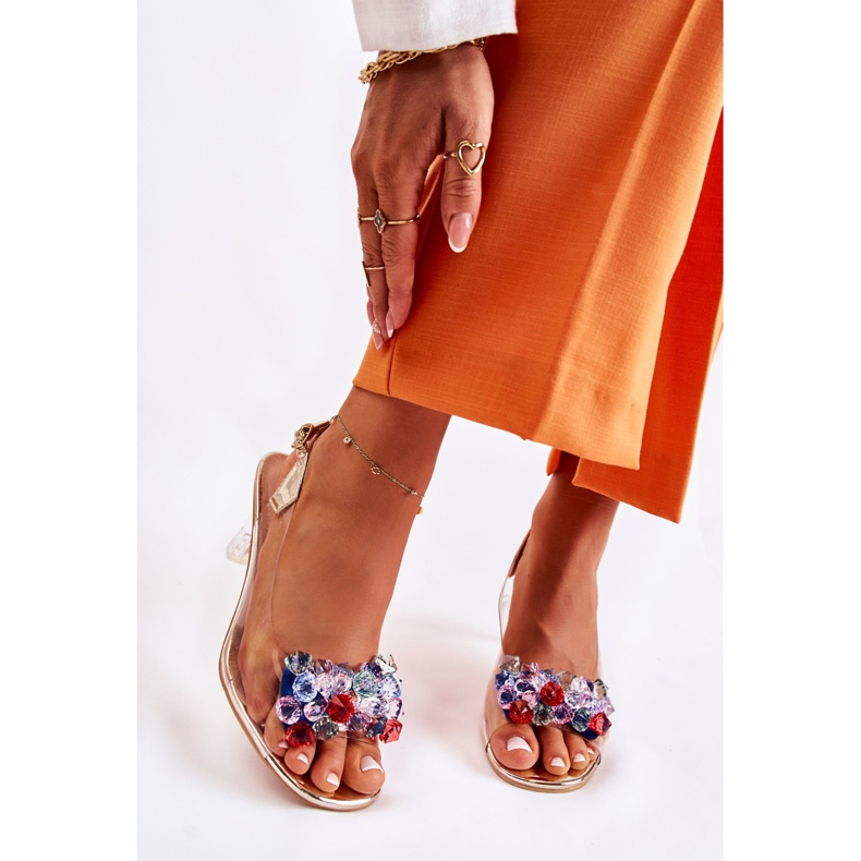 S.Barski Sandálias elegantes com cristais dourados Lanette multicolorido 1