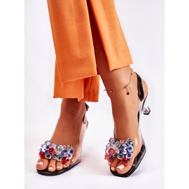 S.Barski Sandálias Elegantes com Cristais Laneta Preta preto multicolorido 2