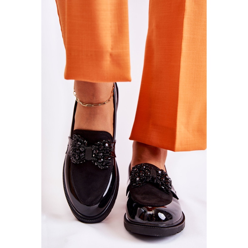 S.Barski Brogues femininos lacados com laço preto Laurent 2