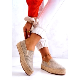 Tênis feminino trançado Slip On Big Star JJ274394 Bege dourado 2