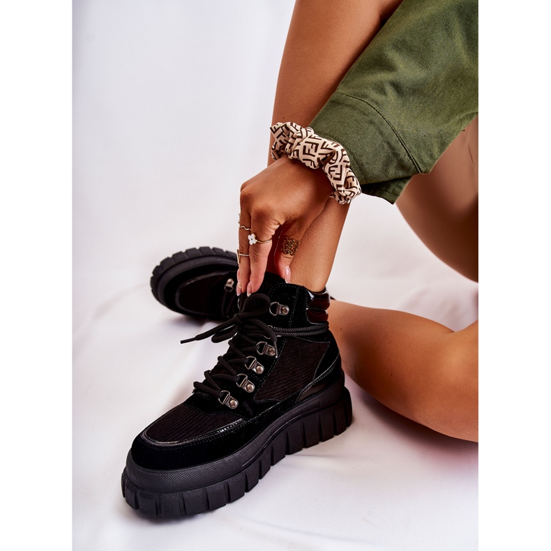 FB3 Botas femininas da moda na plataforma Black Magnific preto 2