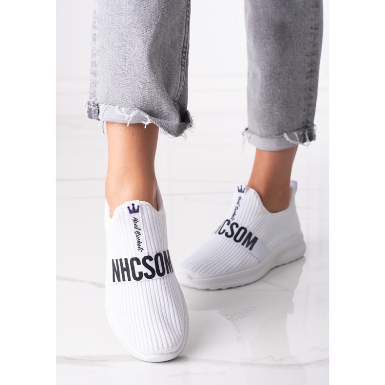 Sapatilhas de mulher Shelovet em tecido branco 1