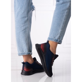 Tênis esportivo feminino Shelovet com amarração azul marinho e preto azul-marinho 1