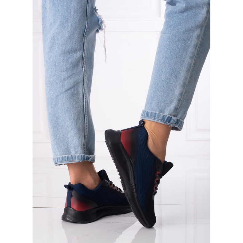 Tênis esportivo feminino Shelovet com amarração azul marinho e preto azul-marinho 1