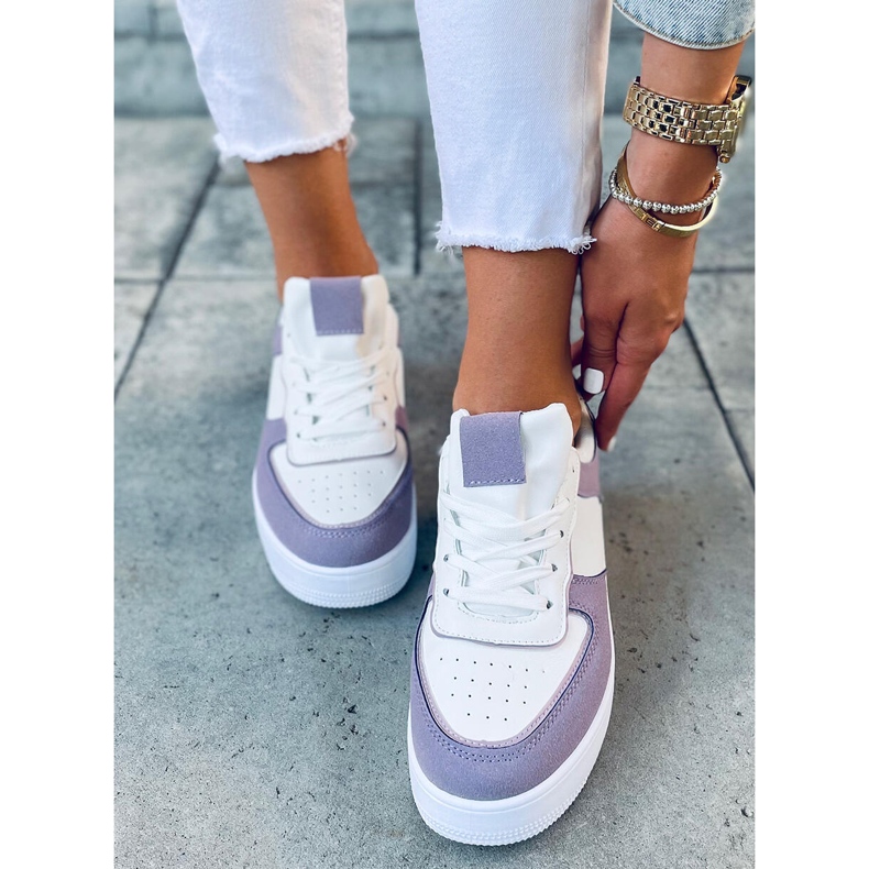 Tênis esportivo feminino Zetto Purple branco tolet 1