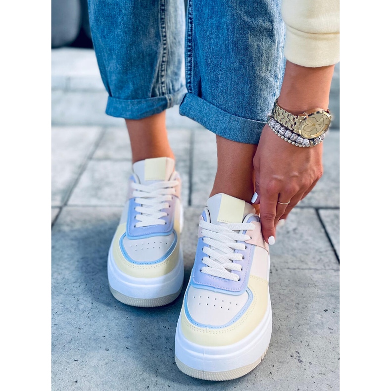 Tênis feminino Dhara Yellow branco azul rosa multicolorido amarelo 1