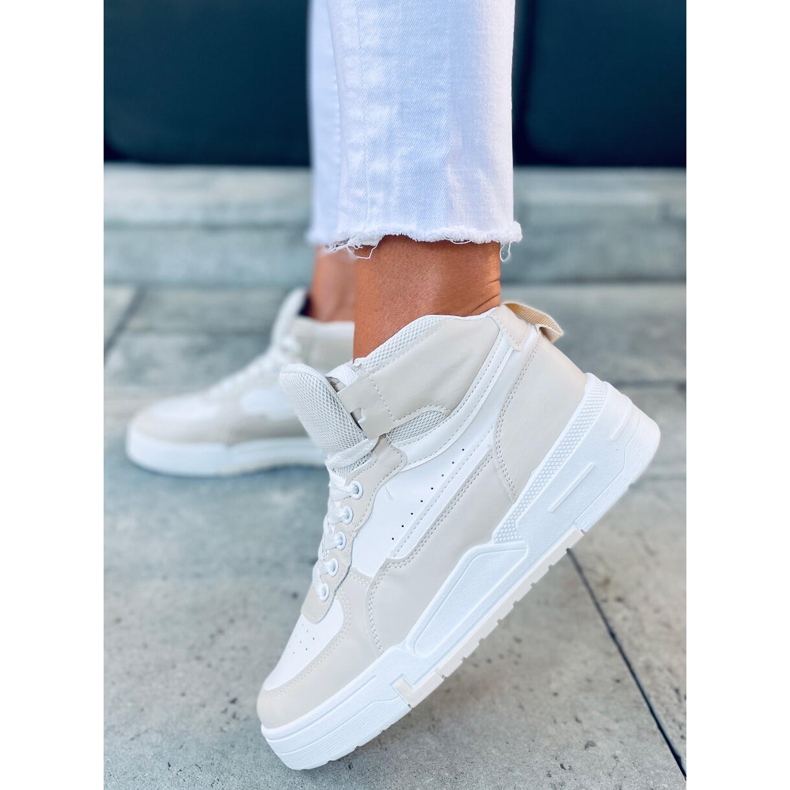 Tênis cano alto Tiago Bege branco 1