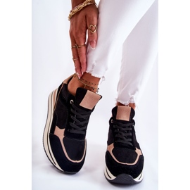 PS1 Tênis esportivo feminino de camurça preto e bege Elisse 1