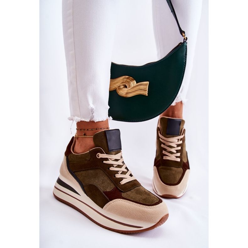 PS1 Tênis esportivo feminino de camurça verde-bege Elisse 1