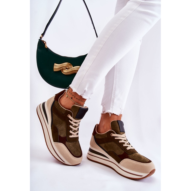 PS1 Tênis esportivo feminino de camurça verde-bege Elisse 2