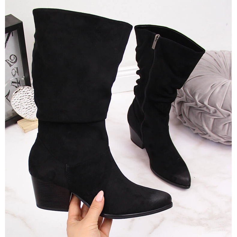 Botas pretas para mulher, enrugadas, pretas Vinceza preto 2