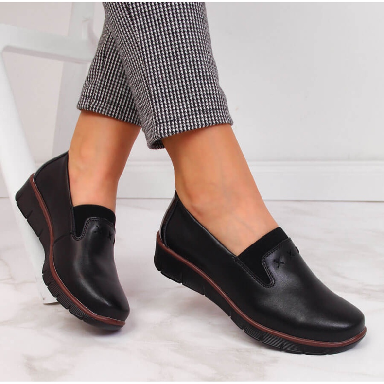 Sapatos femininos de couro confortáveis ​​​​preto Filippo 1