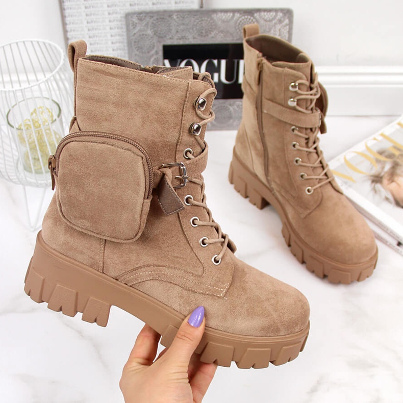 Botas plataforma de mulher com bolso, bege Vinceza 2