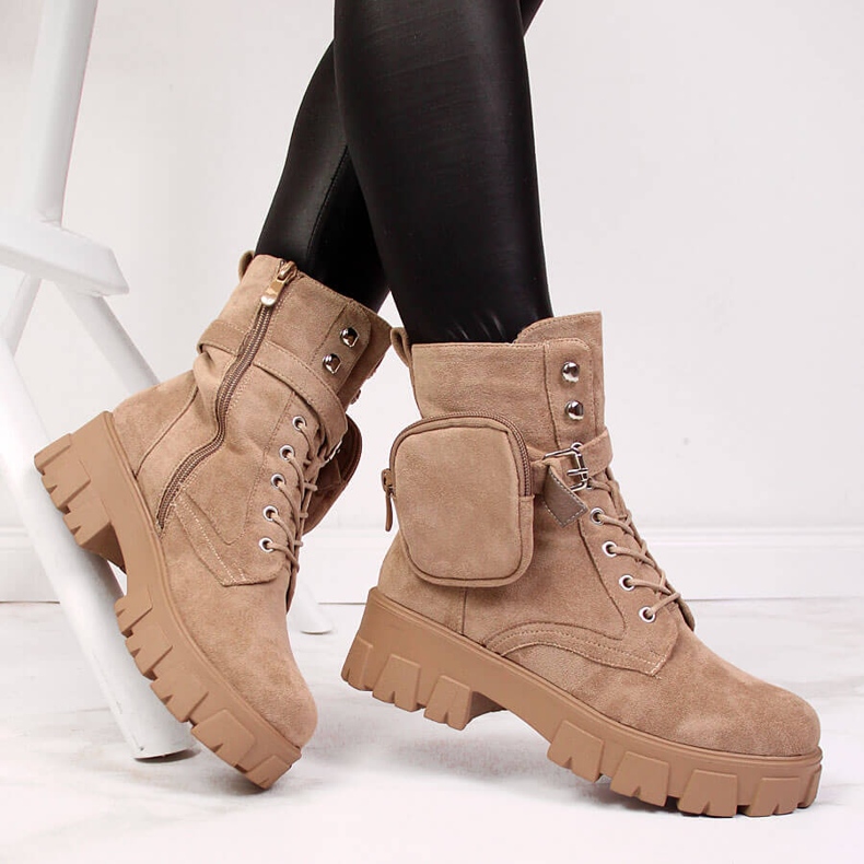 Botas plataforma de mulher com bolso, bege Vinceza 1