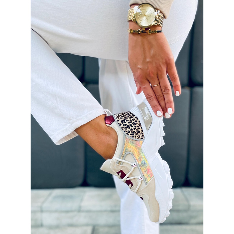 Ebba Gold Trainers bege vermelho multicolorido dourado 1