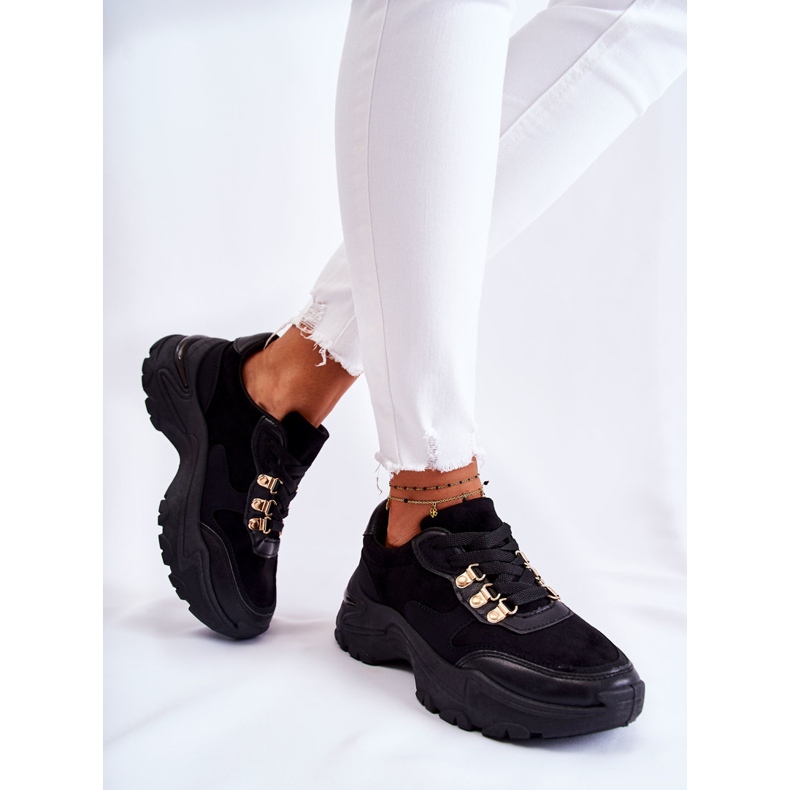 PG1 Tênis esportivo feminino de camurça preto Britany 1