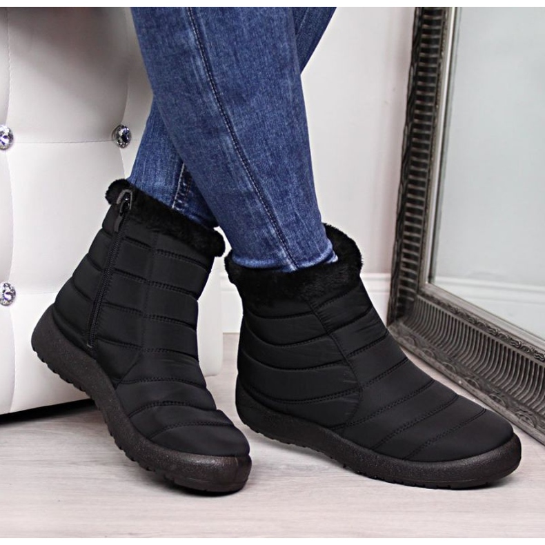 Botas de neve impermeáveis ​​com zíper News W EVE181A preto 2