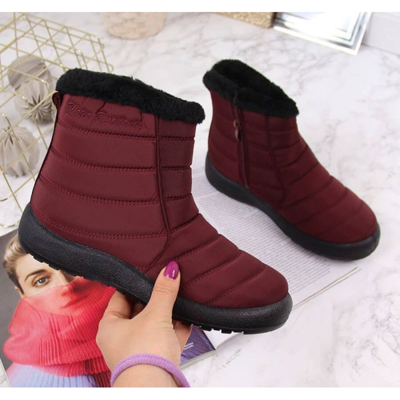 Botas de neve impermeáveis ​​com zíper News W EVE181C cor de vinho vermelho 1