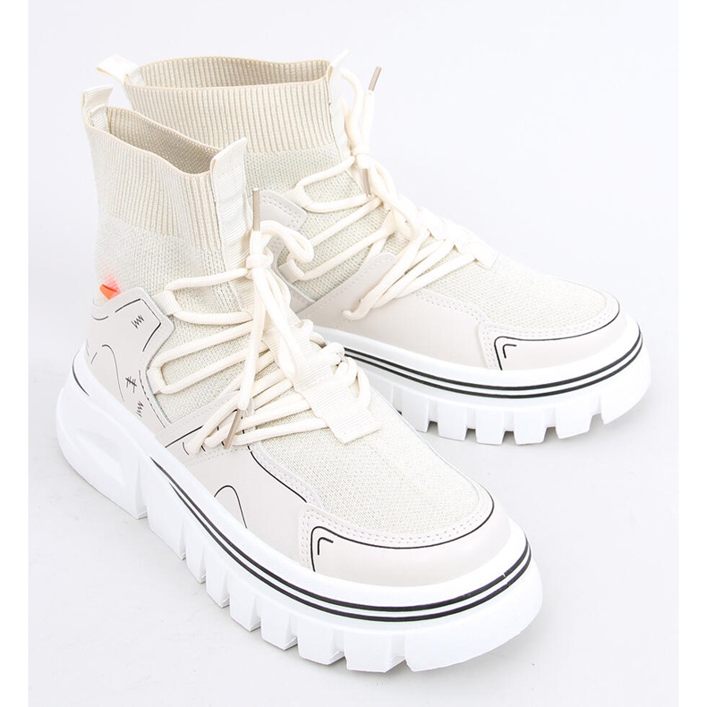 Calçado desportivo com meia Malin Beige bege 2