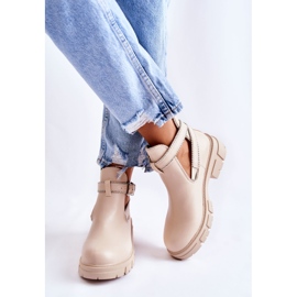 PG1 Botas femininas de couro com tachas bege clarins 1