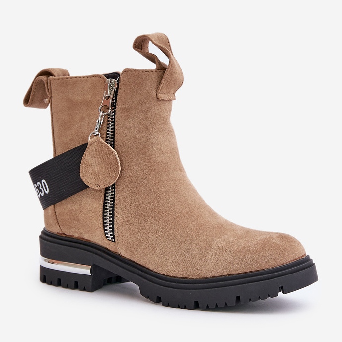 Botas quentes castanhas de mulher com fecho Calvaro marrom 2