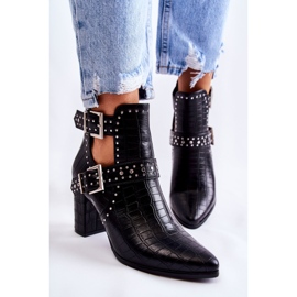 WJ2 Botas femininas no calcanhar com strass preto Kelin 1 WJ2 Botas femininas no calcanhar com strass preto Kelin 1