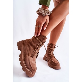 Botas femininas de camurça amarradas marrom Vanita castanho 1