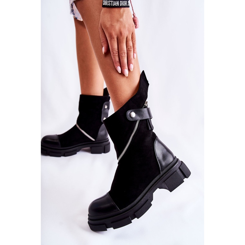 Seastar Botas de camurça femininas da moda com zíper Kandell preto 1