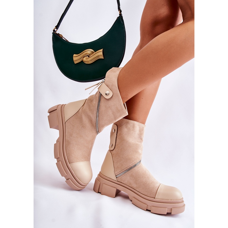 PS1 Botas femininas de camurça da moda Kandell bege 2