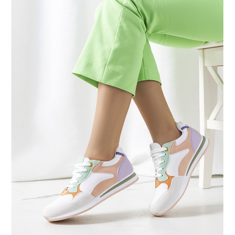 Tênis feminino branco e roxo Kindler tolet rosa 1